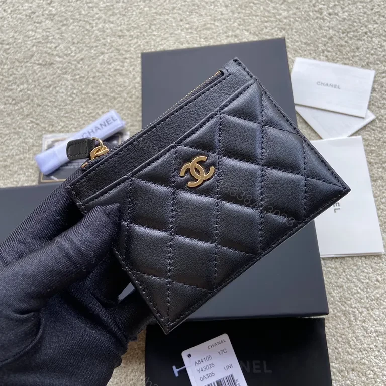 View 4 of Black Calfskin Chanel Cardholder Wallet: Quilted Luxury, Compact Style