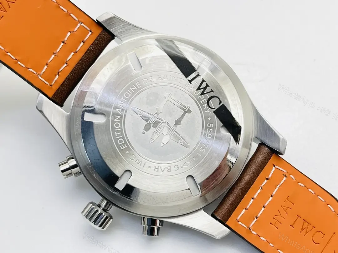 View 7 of IWC Brown Strap Pilot Chronograph Black Blue Dial Ultimate 43MM IWC-PILOT-CHR-BLBK43