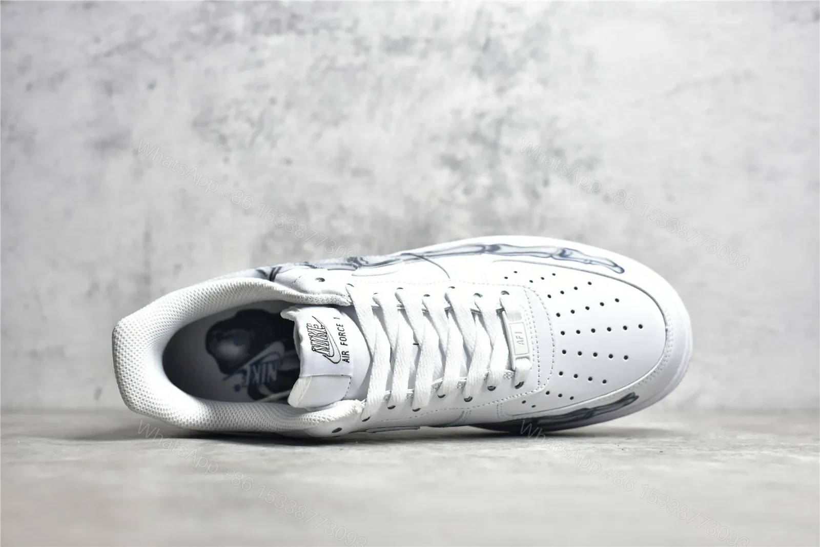 View 6 of UA Air Force 1 Low QS Skeleton White Grey Reps