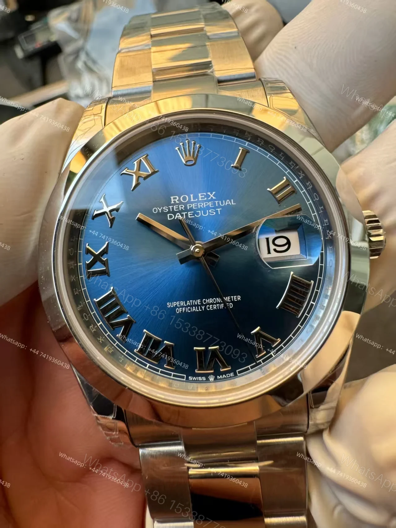 View 6 of Rolex Datejust M126300-0017 1:1 Replica Azzurro Blue Roman Dial Oyster 41MM 3235 Movement Super Clone Watch