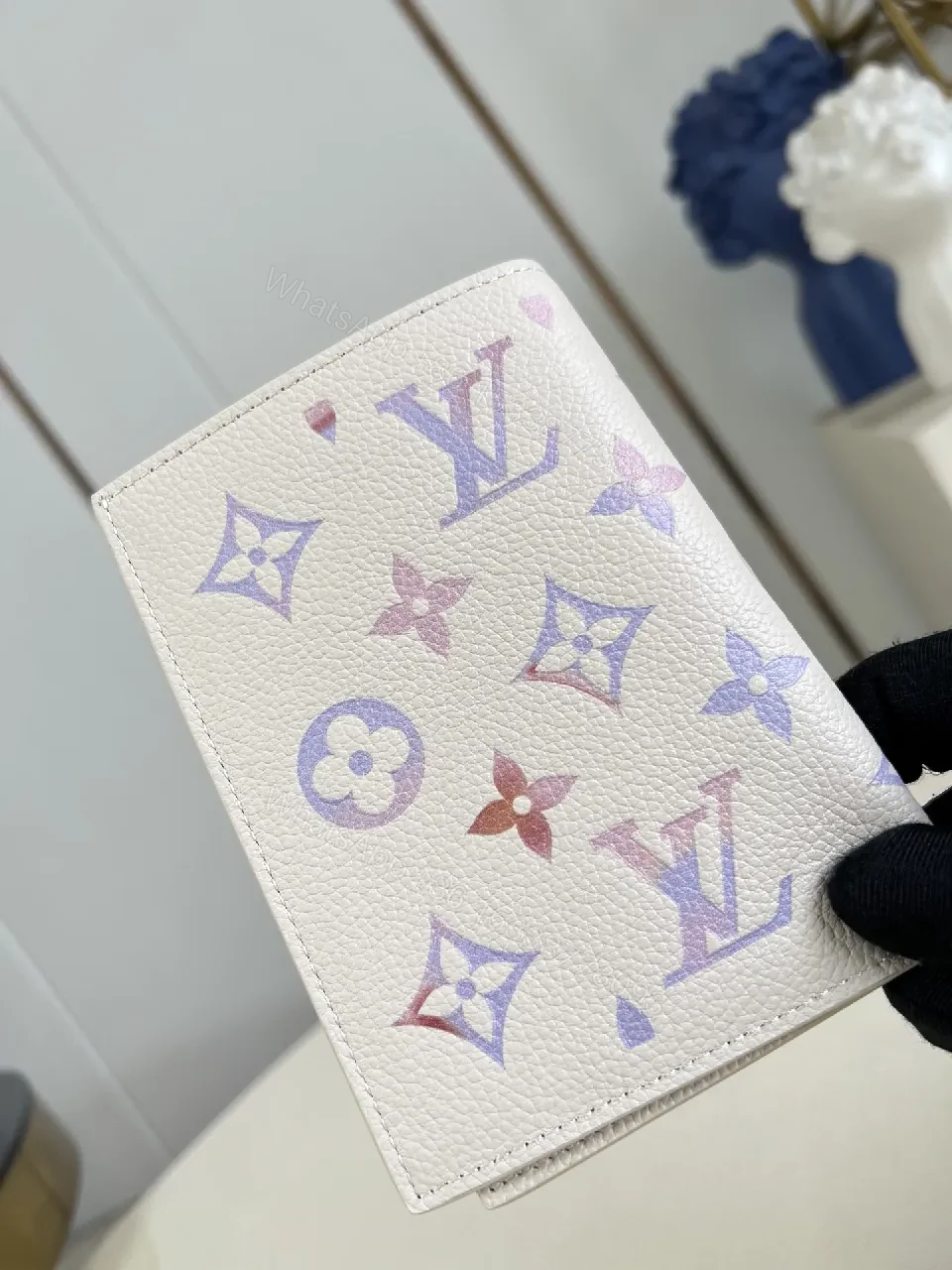 View 2 of Pastel Gradient Monogram Wallet: Luxe Texture, Compact Bi-Fold