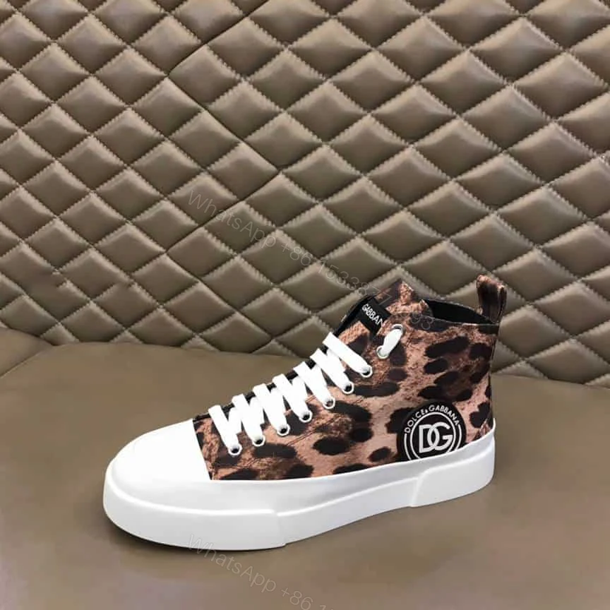 View 7 of DOLCE AND GABBANA COTTON DRILL PORTOFINO LIGHT MID-TOP SNEAKERS WITH LEOPARD PRINT – DG110