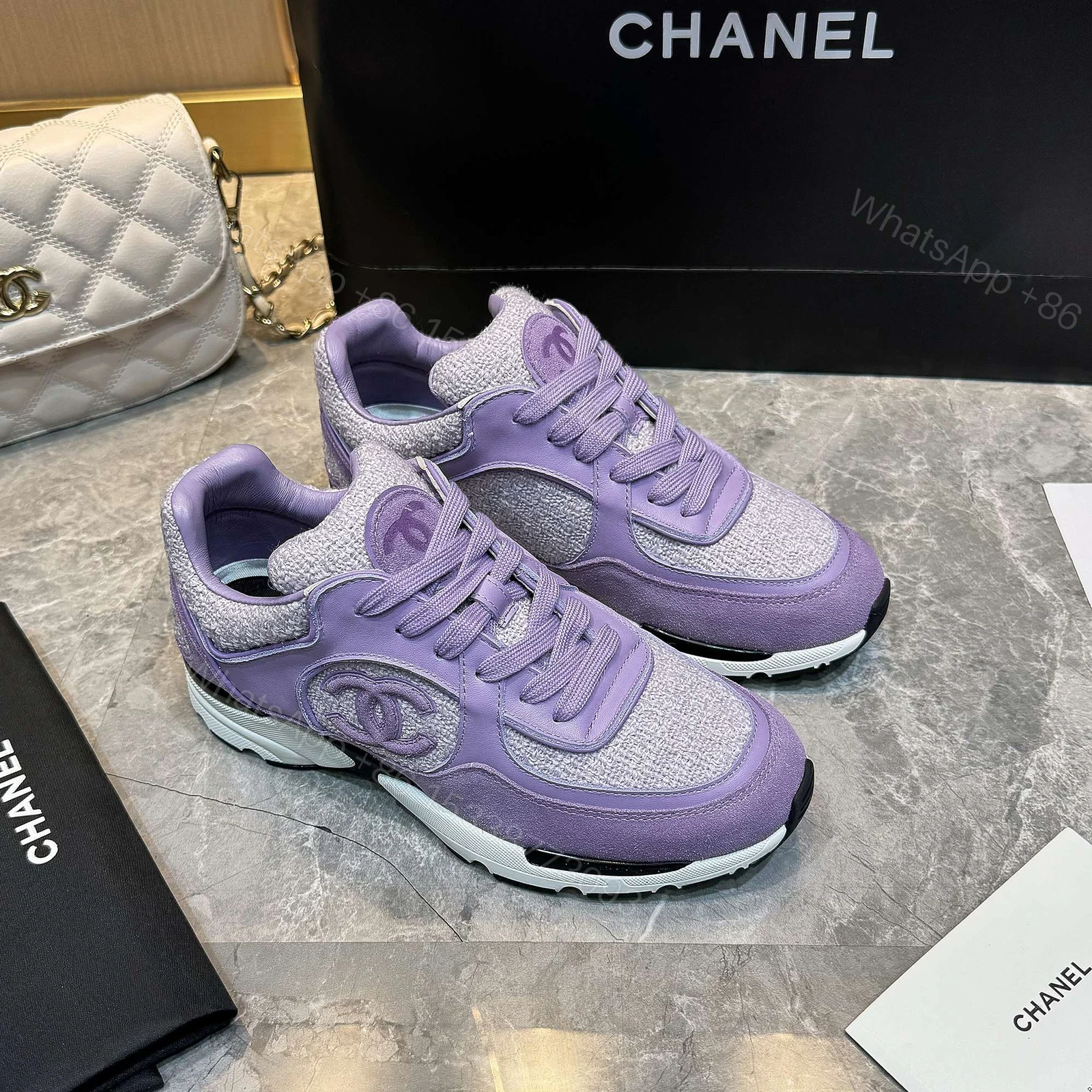 Chanel 一比一淡紫色皮革運動鞋 女士輕奢休閒鞋 春夏新款百搭設計 — view 1