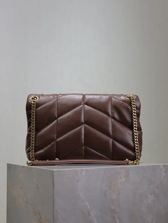 View 4 of Chic Quilted Burgundy Leather Crossbody with Gold Hardware