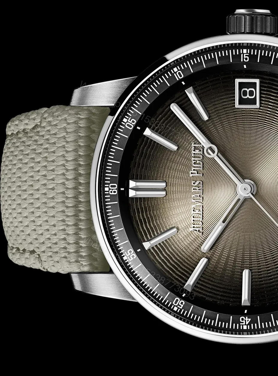 View 8 of V9 Factory Audemars Piguet CODE 11.59 Stainless Steel Watch with Smoked Dial and Fabric Strap – 41mm