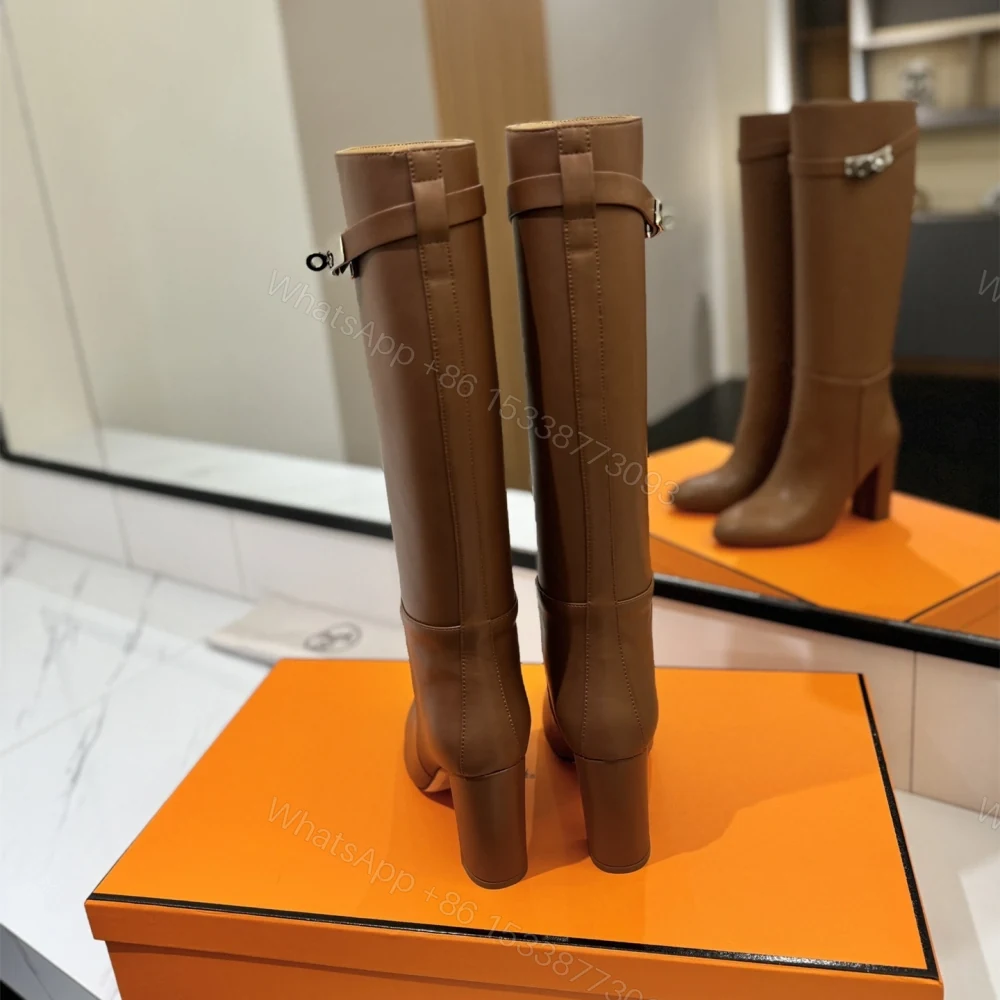 View 8 of 高仿Hermes*H202250ZA3小牛皮高筒靴棕色8.5CM免檢版
