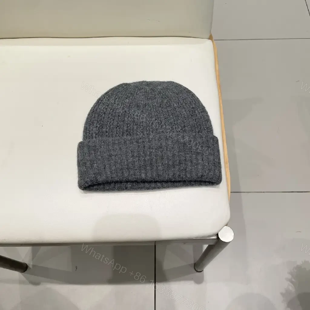 View 5 of Charcoal Knit Beanie with Leather Patch – Subtle Luxury Everyday