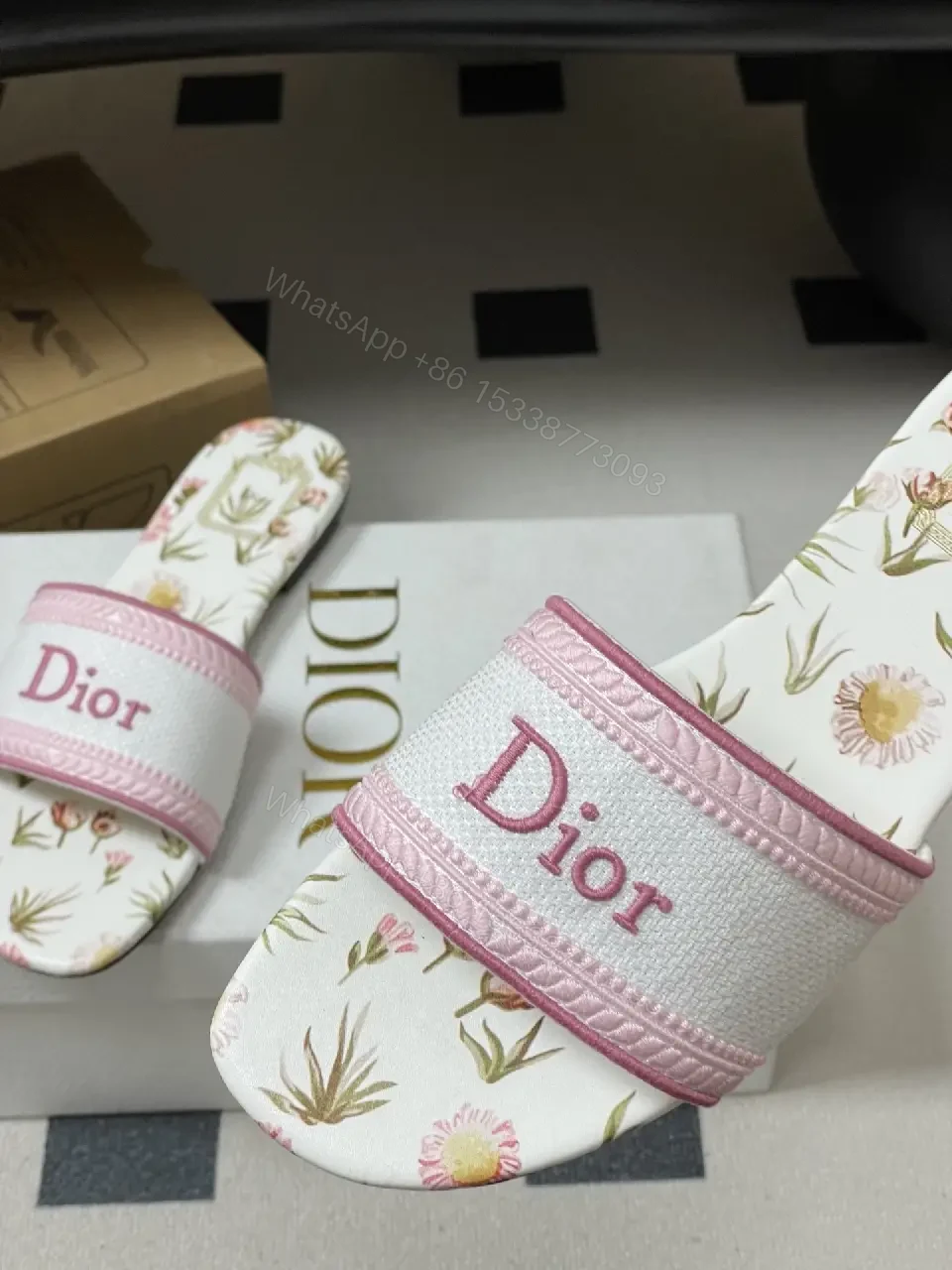 View 8 of Floral-Print Slides with Luxe Strap Comfort Footbed