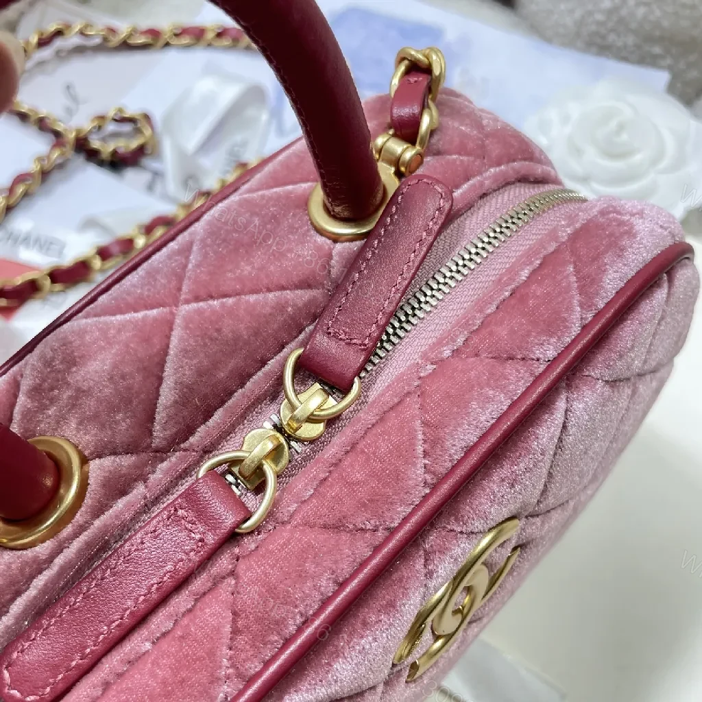 View 5 of Velvet Mini Bag: Gold Hardware, Chain, Chic Texture