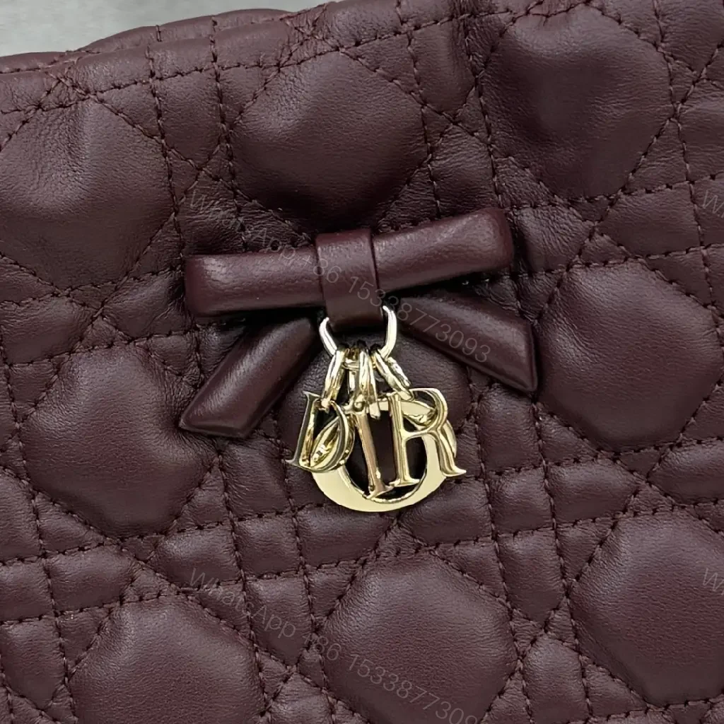 View 2 of Burgundy Quilted Drawstring Bag — Luxe Texture, Everyday Chic