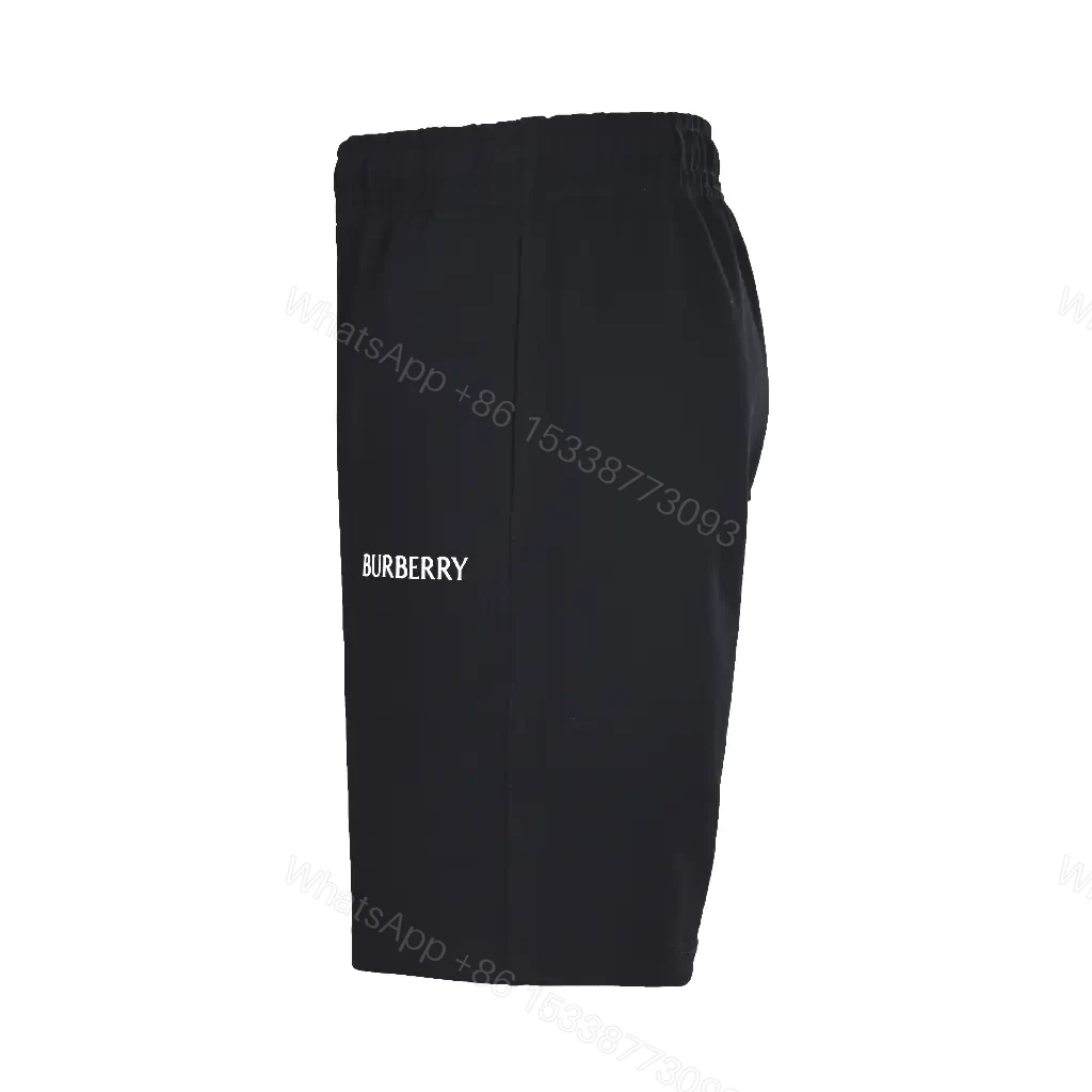 View 11 of Black Fabric Casual Short Burberry Logo Shorts
