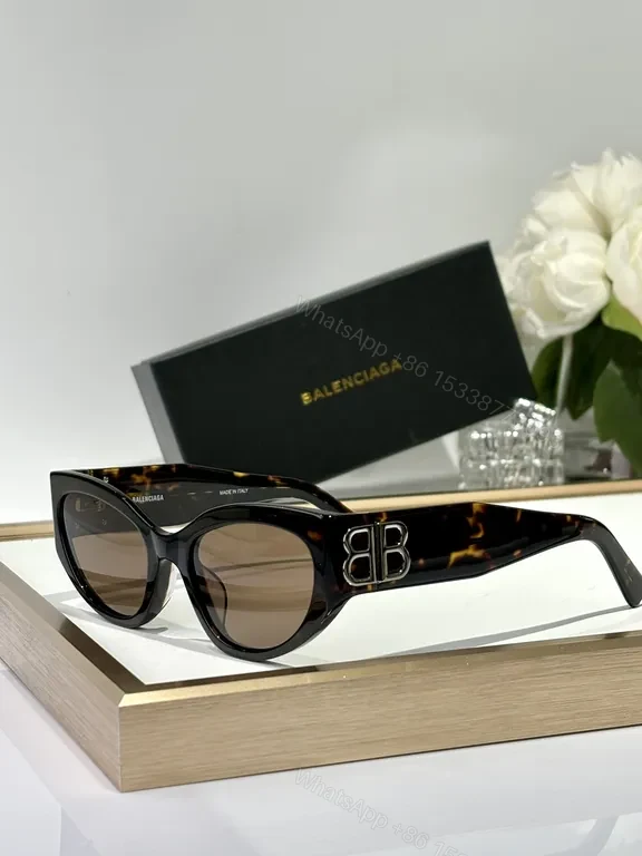 View 3 of Bold Black Frames with Gold BB Emblem Sunglasses