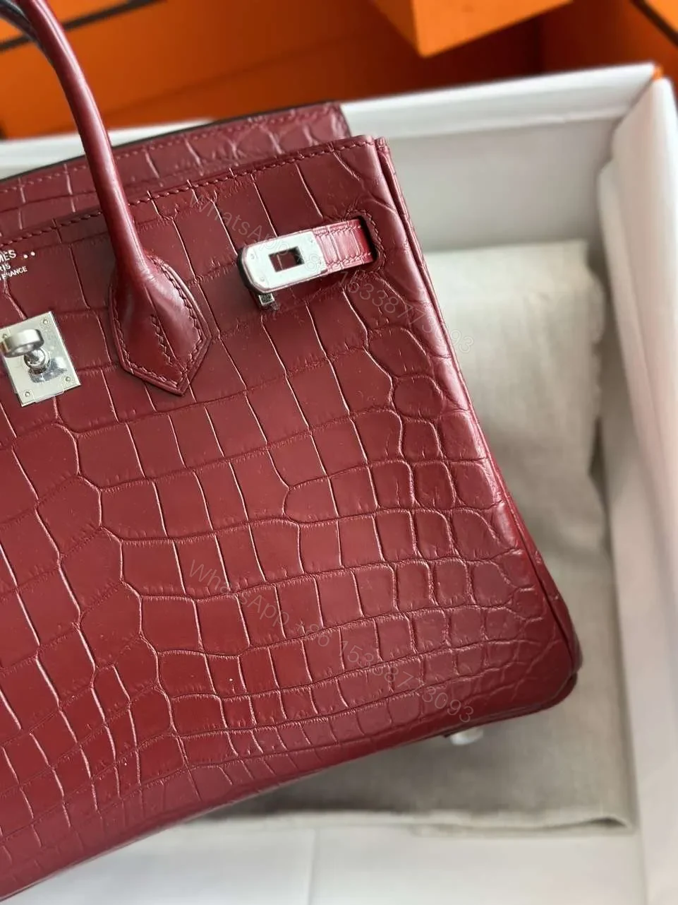 View 3 of HN Woman’s Hand Sewing Like Auth Red Handbags 25cm