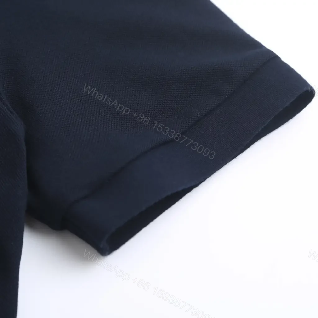 View 6 of Navy Cotton Polo: Subtle Branding, Tailored Comfort Shirt