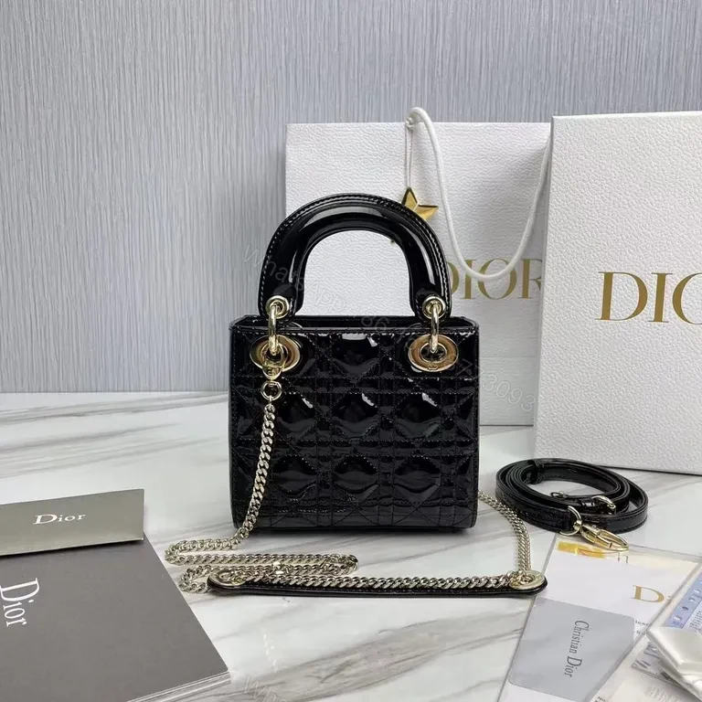 View 3 of Compact Luxe Handbag: Dior-Detail, Patent, Crossbody Ready