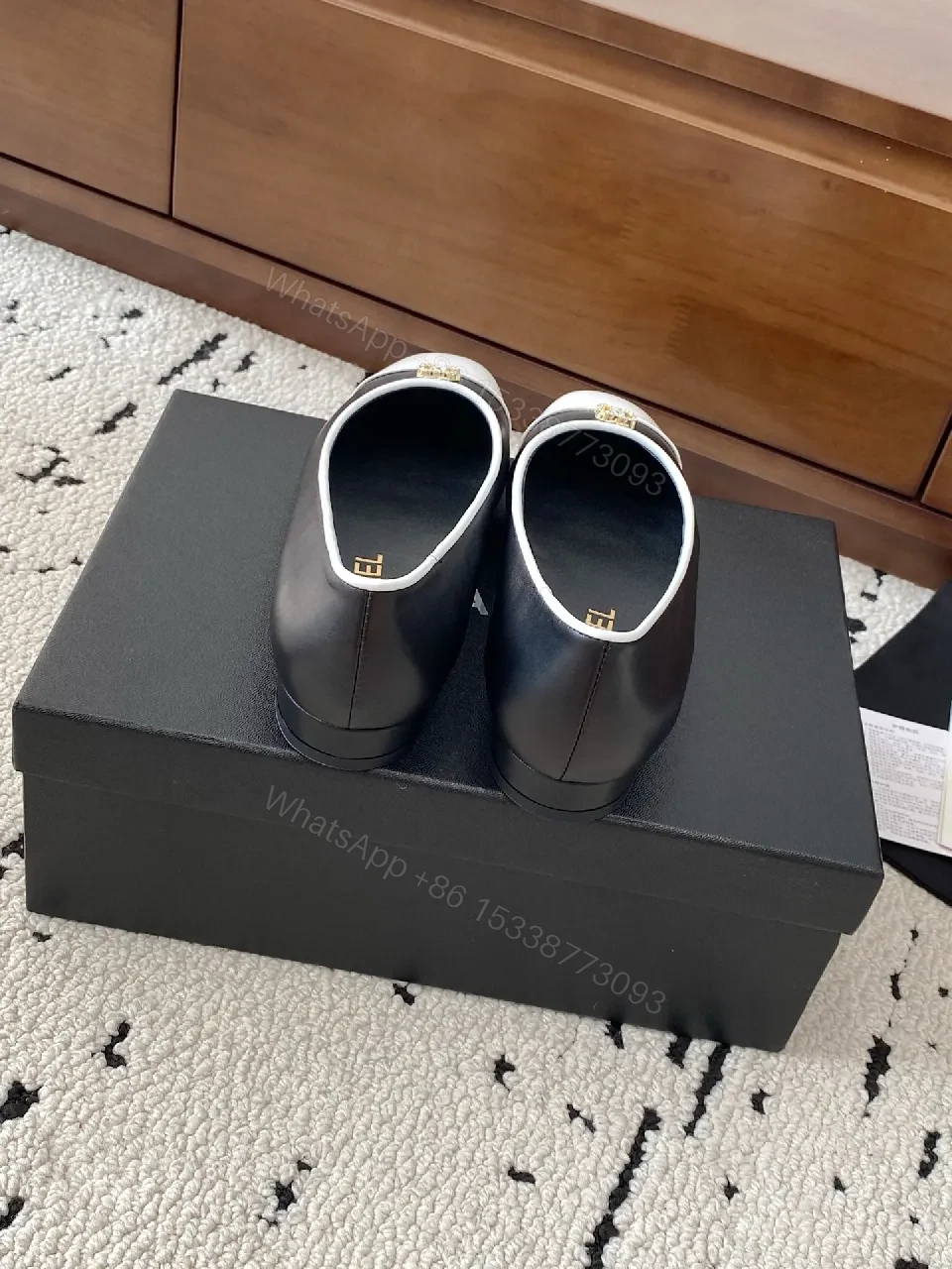 View 6 of Black Leather Cap-Toe Ballet Flats, Modern Luxe Comfort