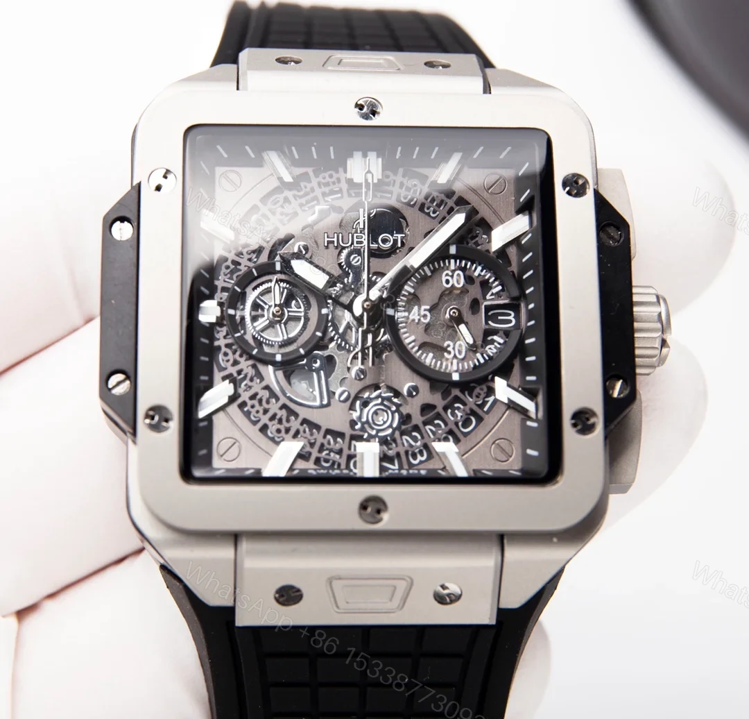 View 5 of Hublot Square Bang Unico Replica 42MM Premium Grey Rubber Strap Edition RG-HUBLOT-SQUARE-GREY-42