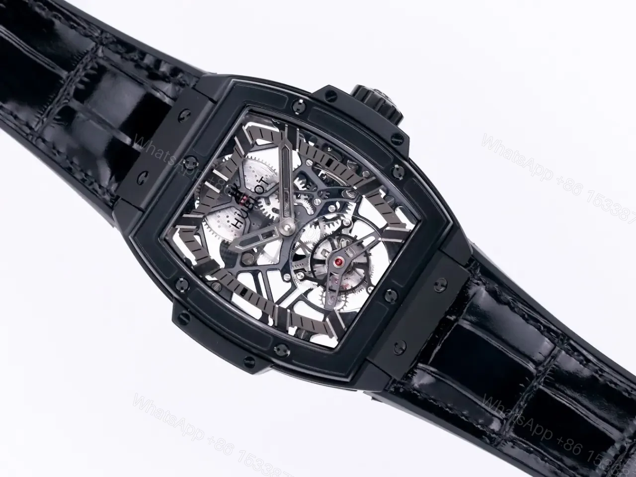 View 8 of Hublot Masterpiece 906 Black PVD with Rose Gold/Platinum Plating Tourbillon Watch Black Leather and Rubber Strap Sapphire Crystal Glass