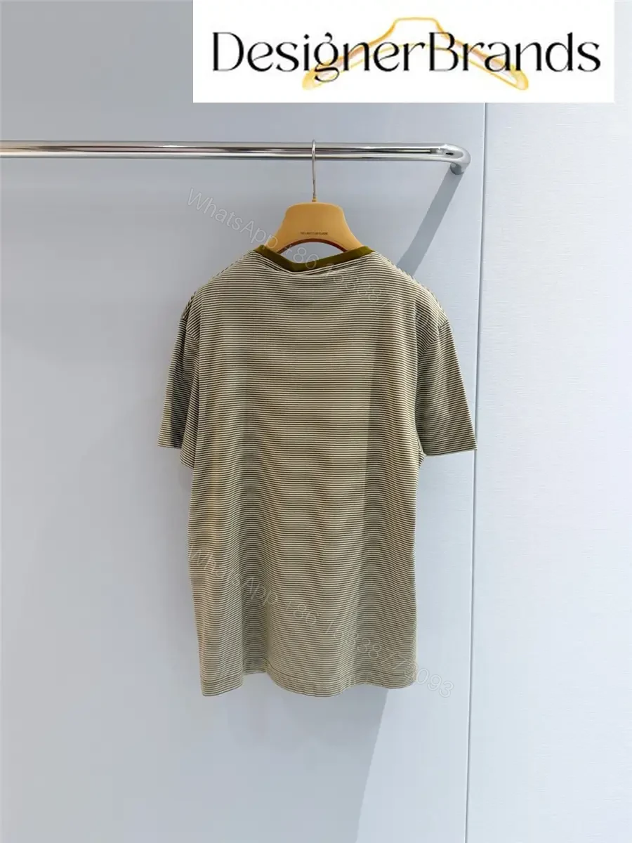 View 5 of Miu Miu Ivory and Olive Green Cotton T-Shirt