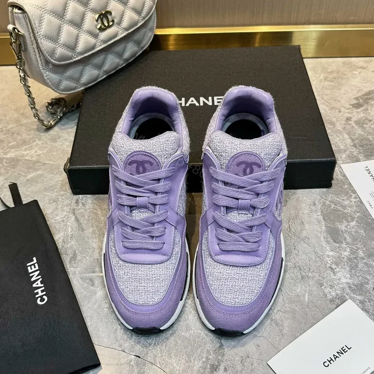 View 5 of Lavender Knit Sneakers - Luxurious Chanel-Inspired Comfort