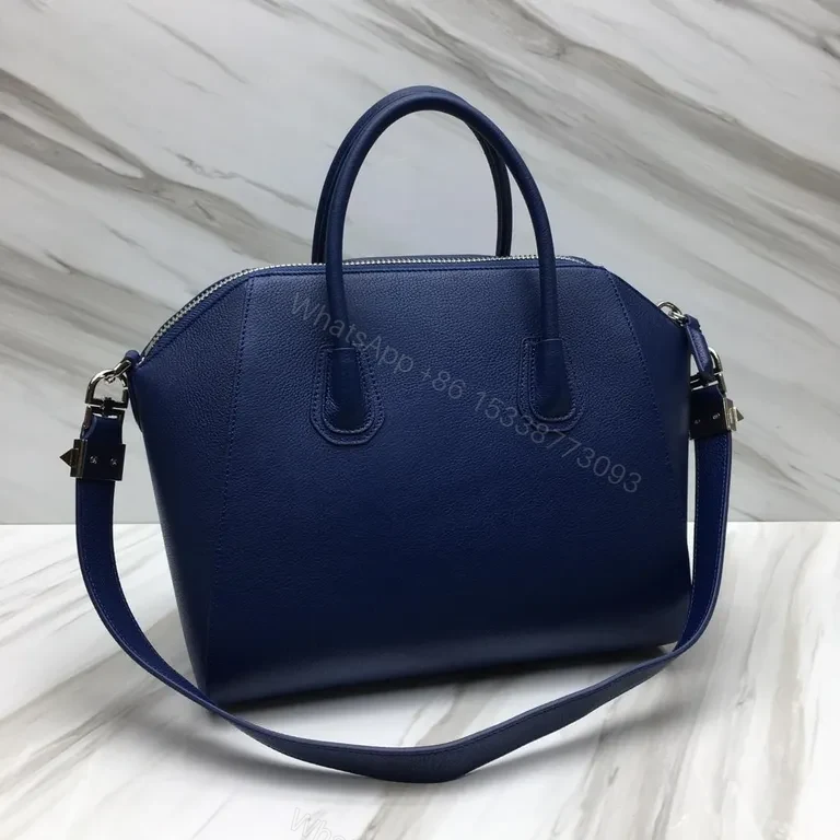 View 7 of Navy Pebbled Leather Structured Carryall â€” Premium, Versatile, Elegant