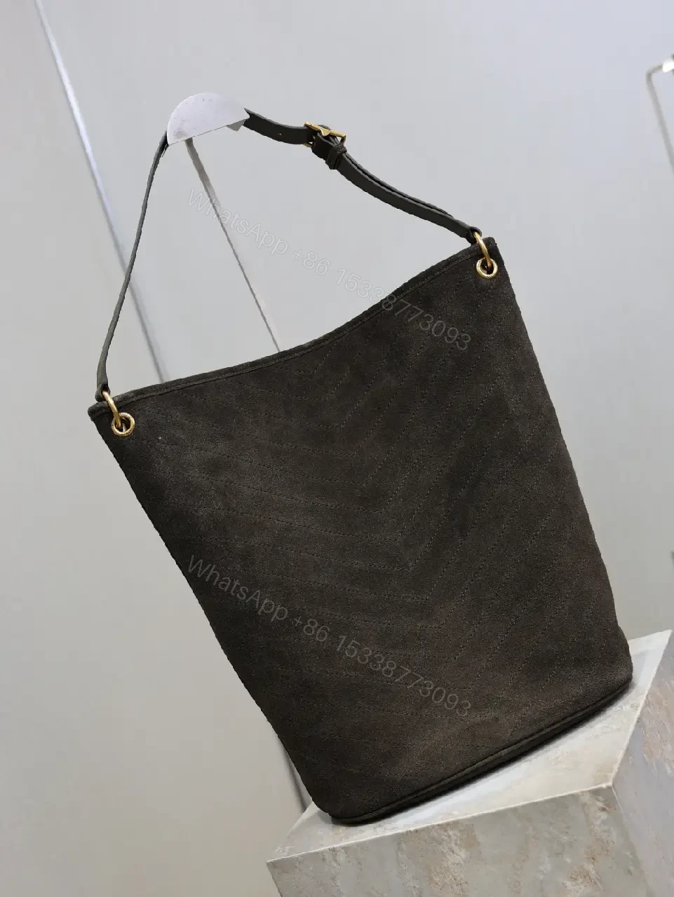 View 3 of Dark Quilted Tote: Premium Leather-Like, Signature Hardware Tote