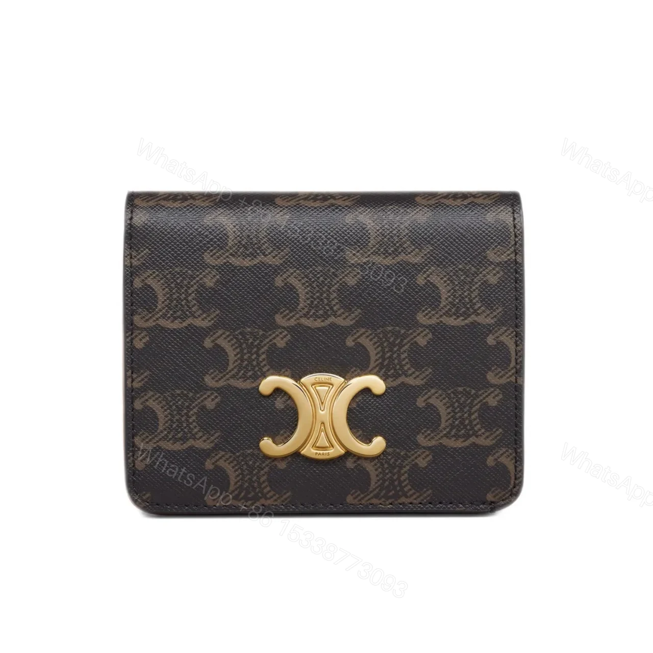 CELINE SMALL TRIOMPHE CANVAS TAN WALLET BROWN 11CM — view 1