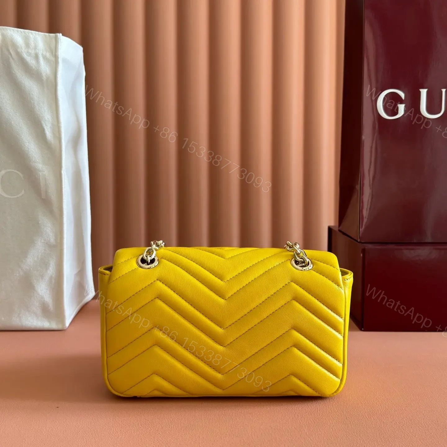 View 5 of GUCCI GG MARMONT BAG 22 IN YELLOW LAMBSKIN