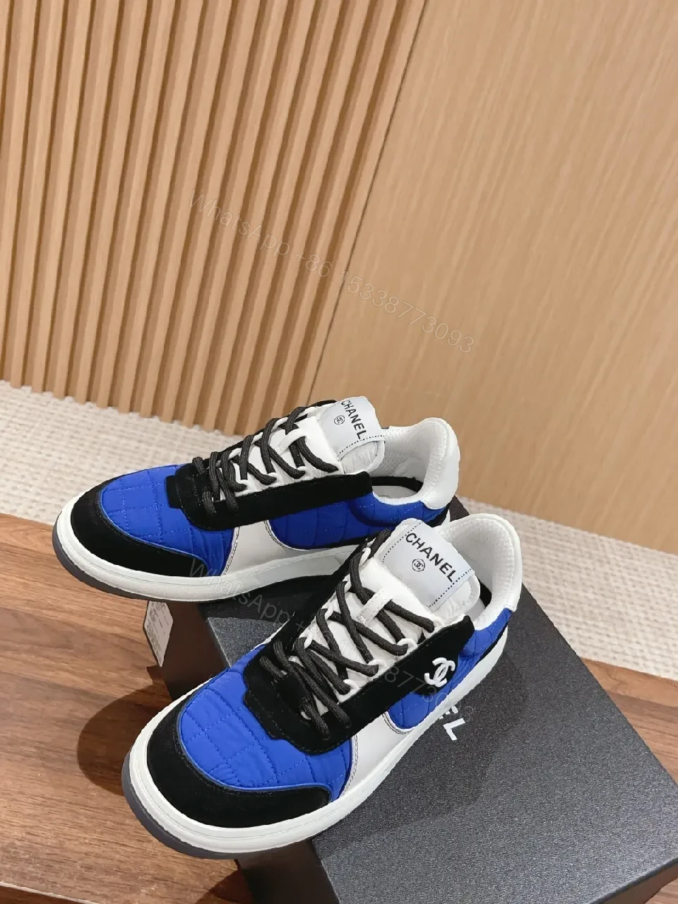 View 9 of Blue-Trim Suede-Textile High-Top Sneakers: Chic Comfort, Urban Edge