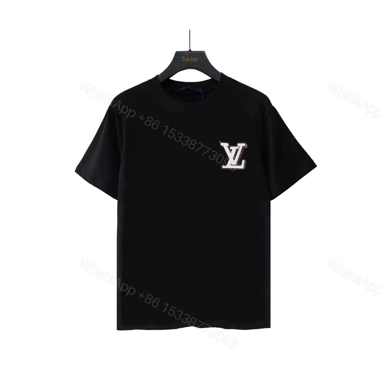 LV高仿黑色短袖T恤胸前大LOGO刺繡潮流設計推薦 — view 1