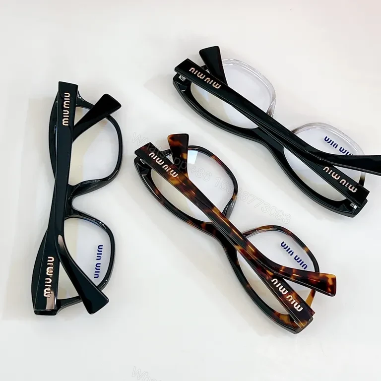 View 5 of Black Acetate Cat-Eye Eyewear â€“ Miu Miu Signature Detail