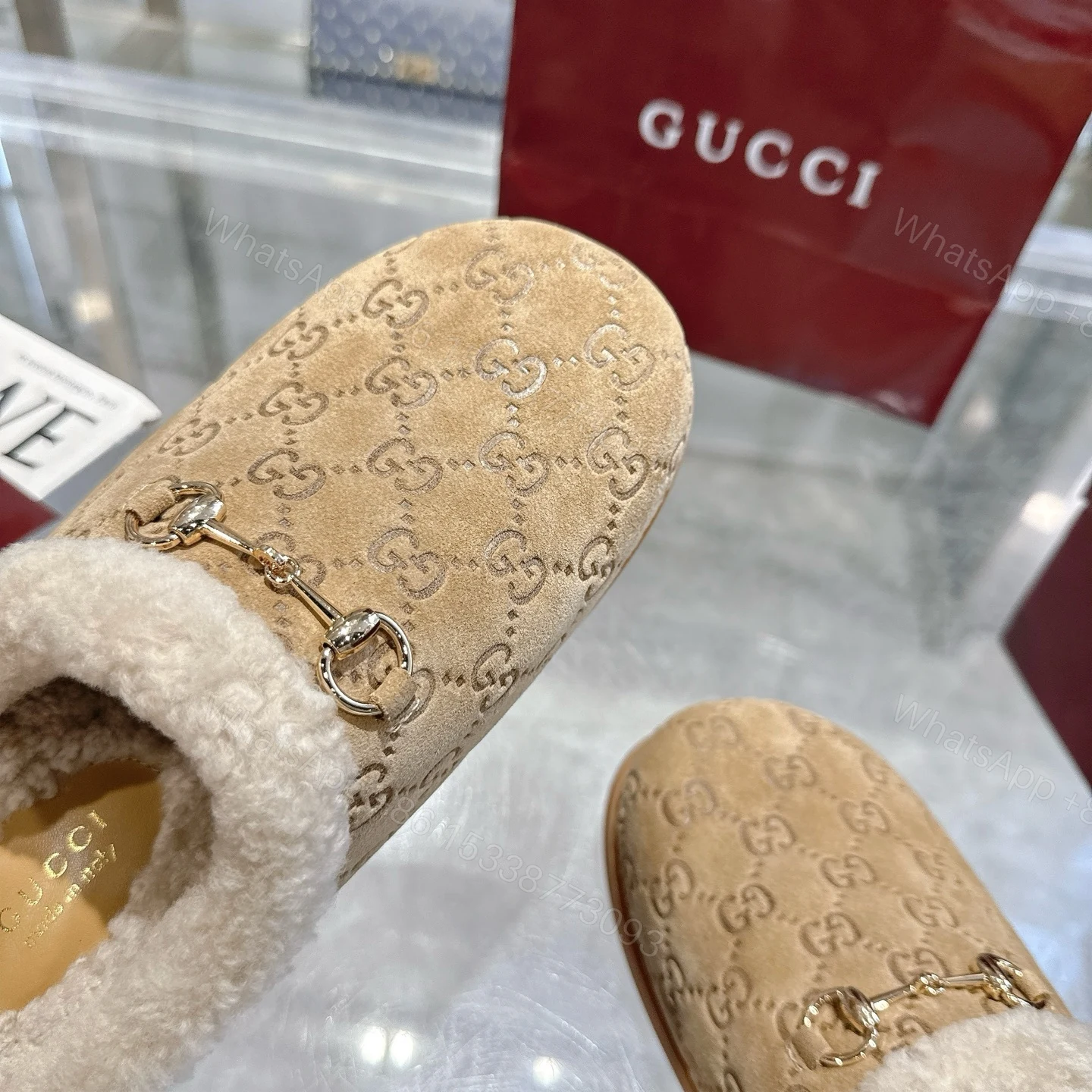 View 8 of Gucci Women Mule With Horsebit Beige Gg