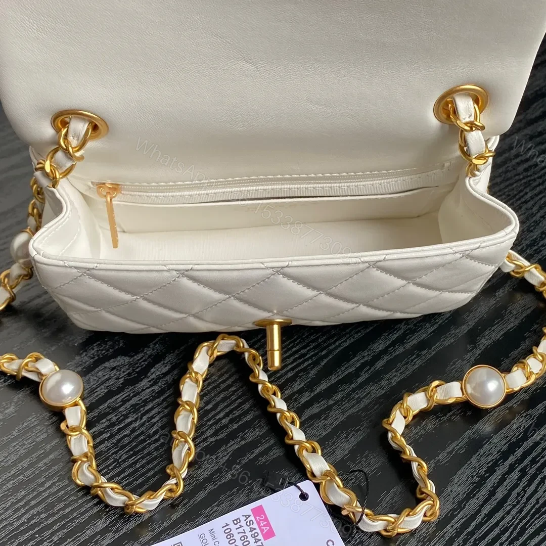 View 7 of Chanel Mini Flap Bag Top Handle Pearl Chain