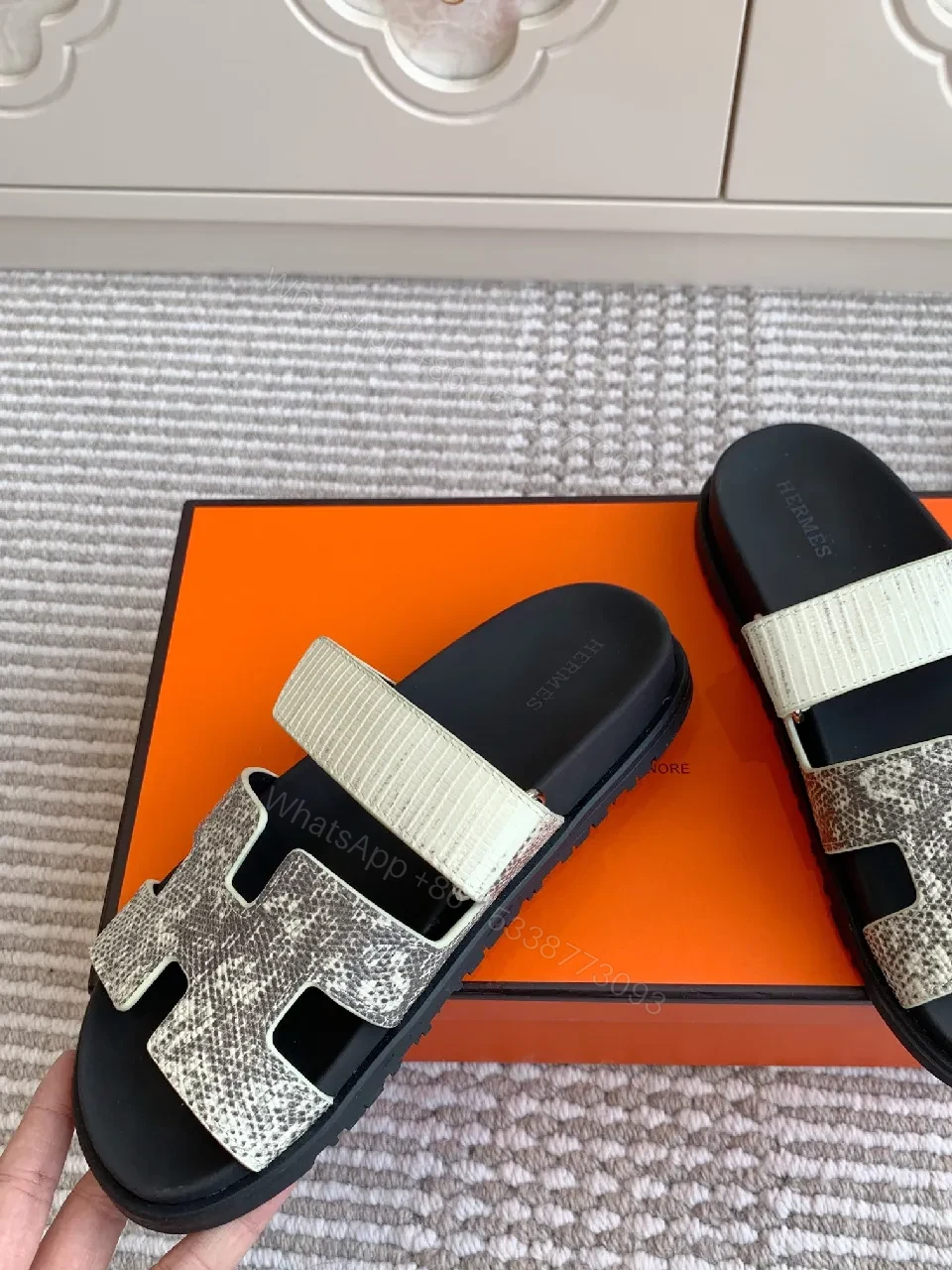 View 7 of Textured Pebble Sandals in Dark-Tone Luxe Comfort