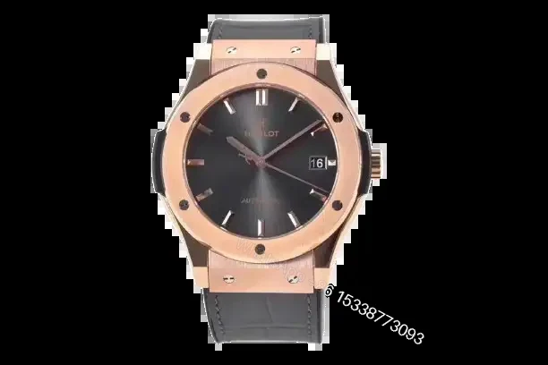 Hublot Classic Fusion Rose Gold with Black Dial and Leather Strap Watch — view 1