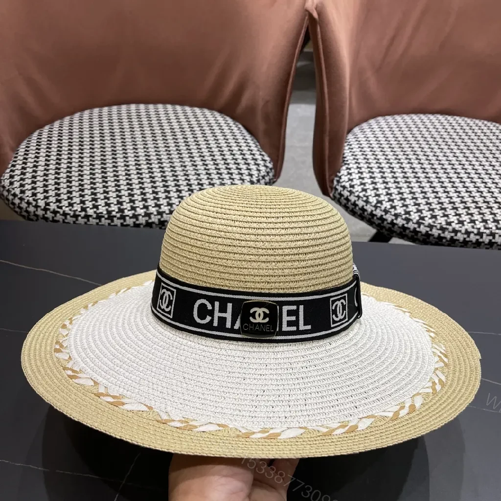 View 2 of Straw Hat with Signature Band: Elegant, Breathable Sunwear