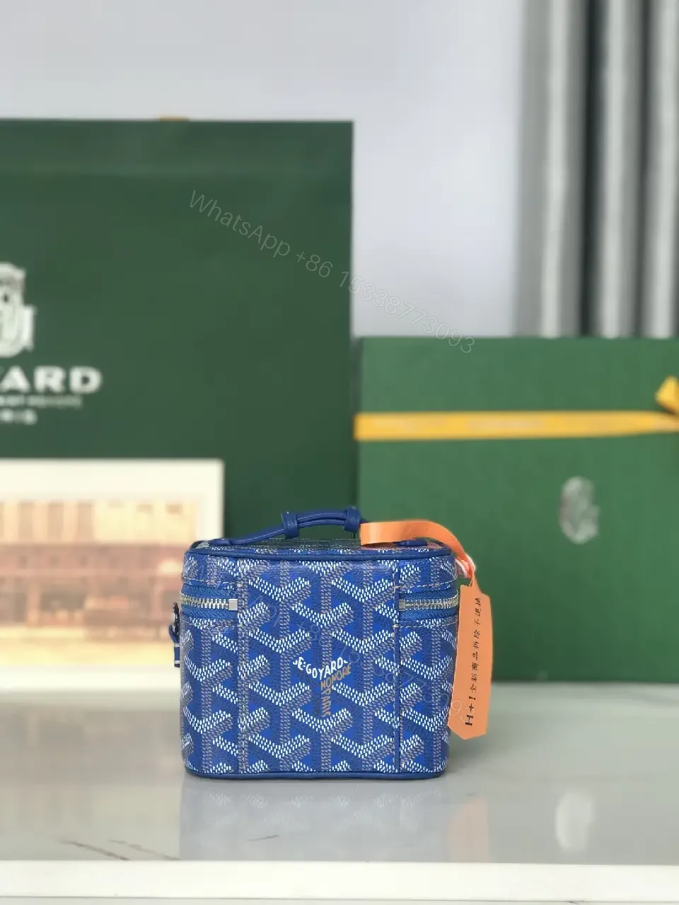 View 3 of Blue Patterned Structured Icon Bag - Durable Everyday Luxe Bag