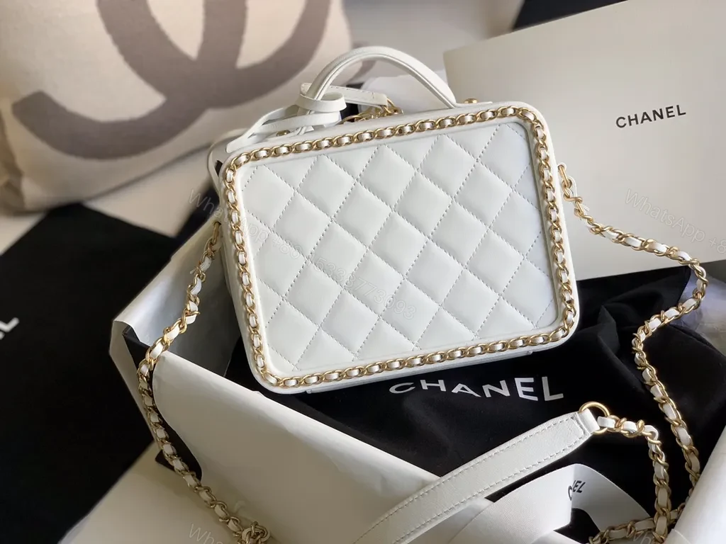 View 4 of Chanel-Style White Quilted Leather Crossbody: Timeless Luxury