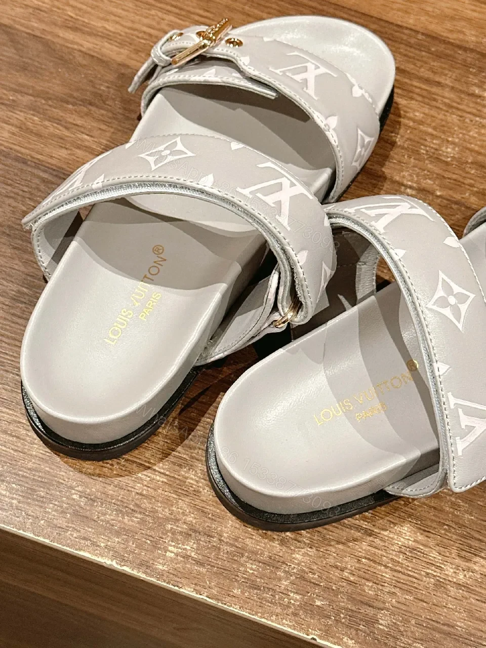 View 3 of White Monogram Sandals: Modern Luxury, All-Day Comfort
