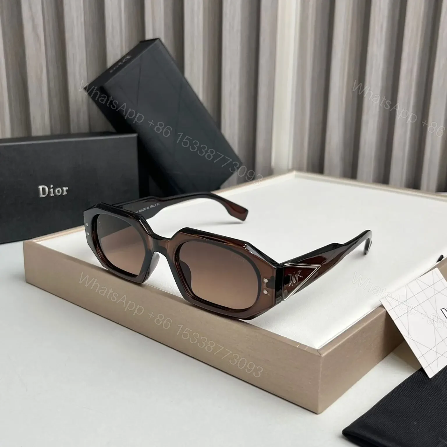 Dior Rectangular Brown Sunglasses for Women — view 1