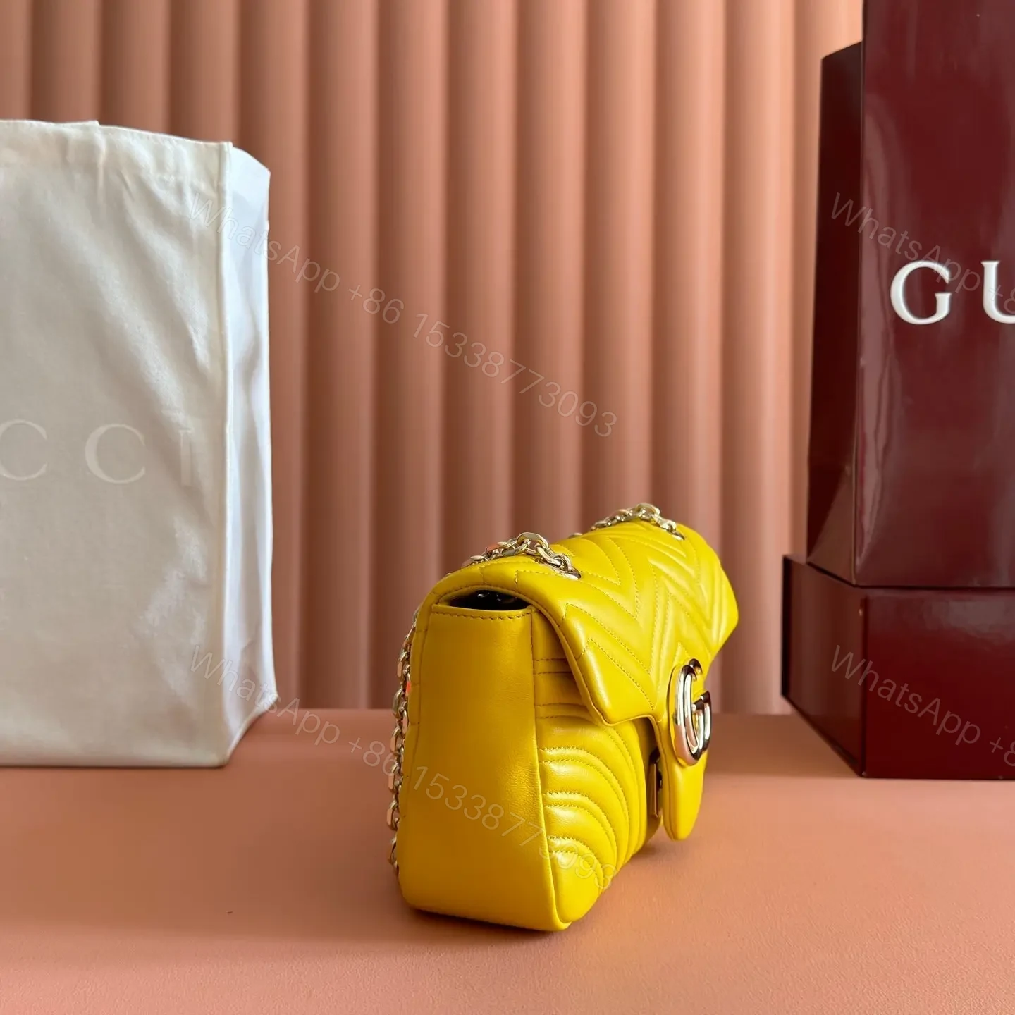 View 2 of GUCCI GG MARMONT BAG 26 IN YELLOW LAMBSKIN