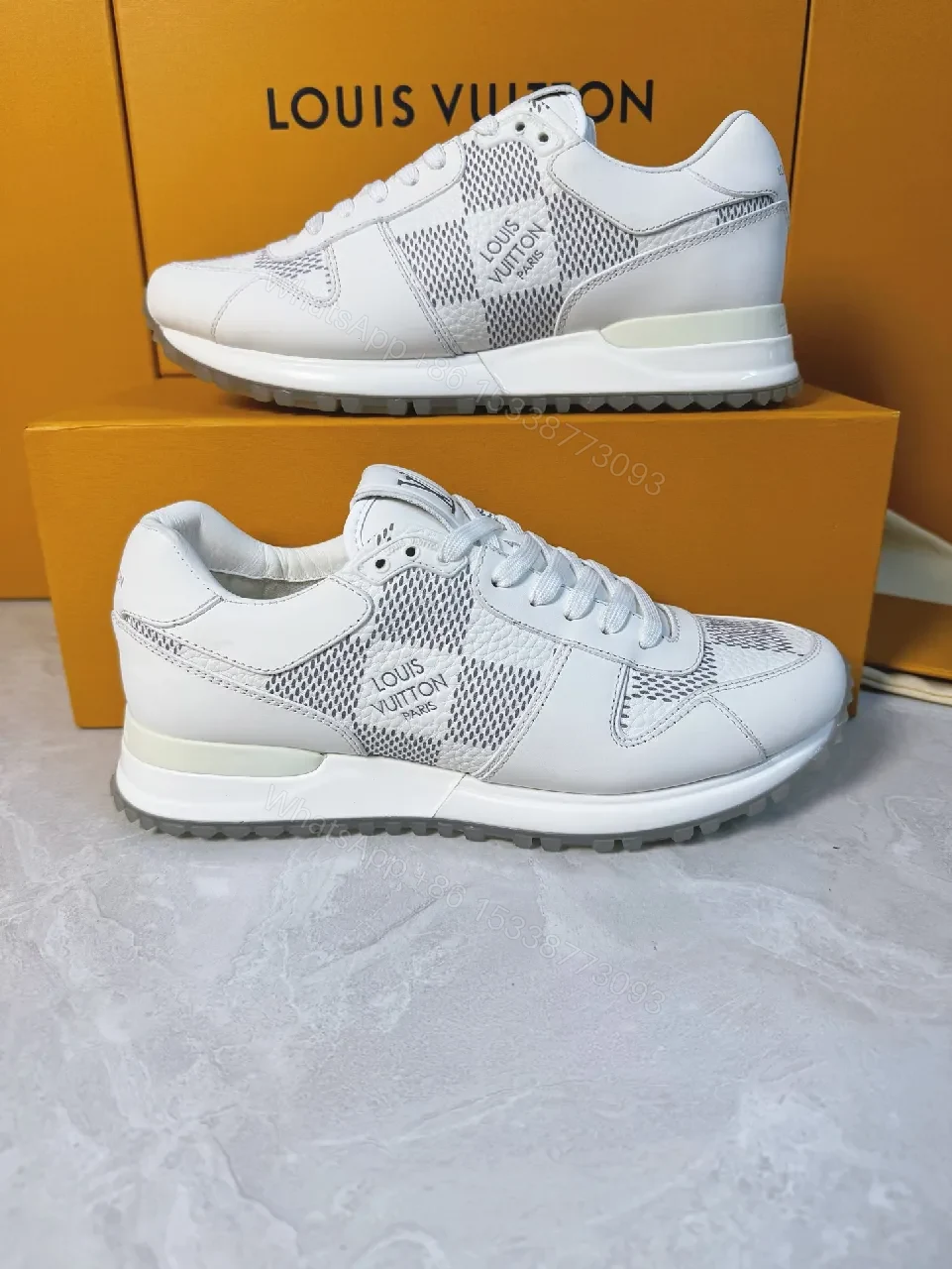 View 9 of Premium Leather Sneakers with Breathable Mesh and LV Detailing