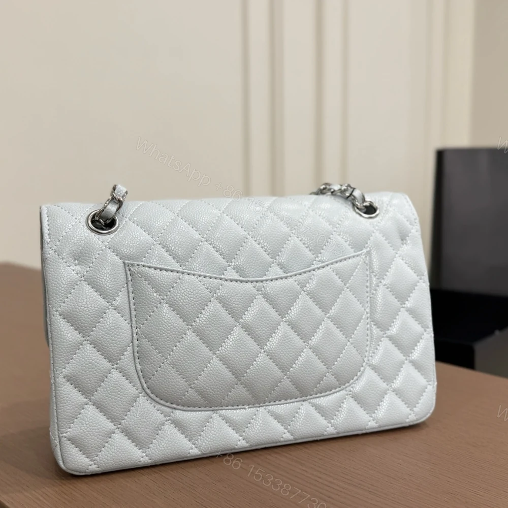 View 7 of Chanel Classic Double Flap Bag Silver Hardware Baby Blue 25cm