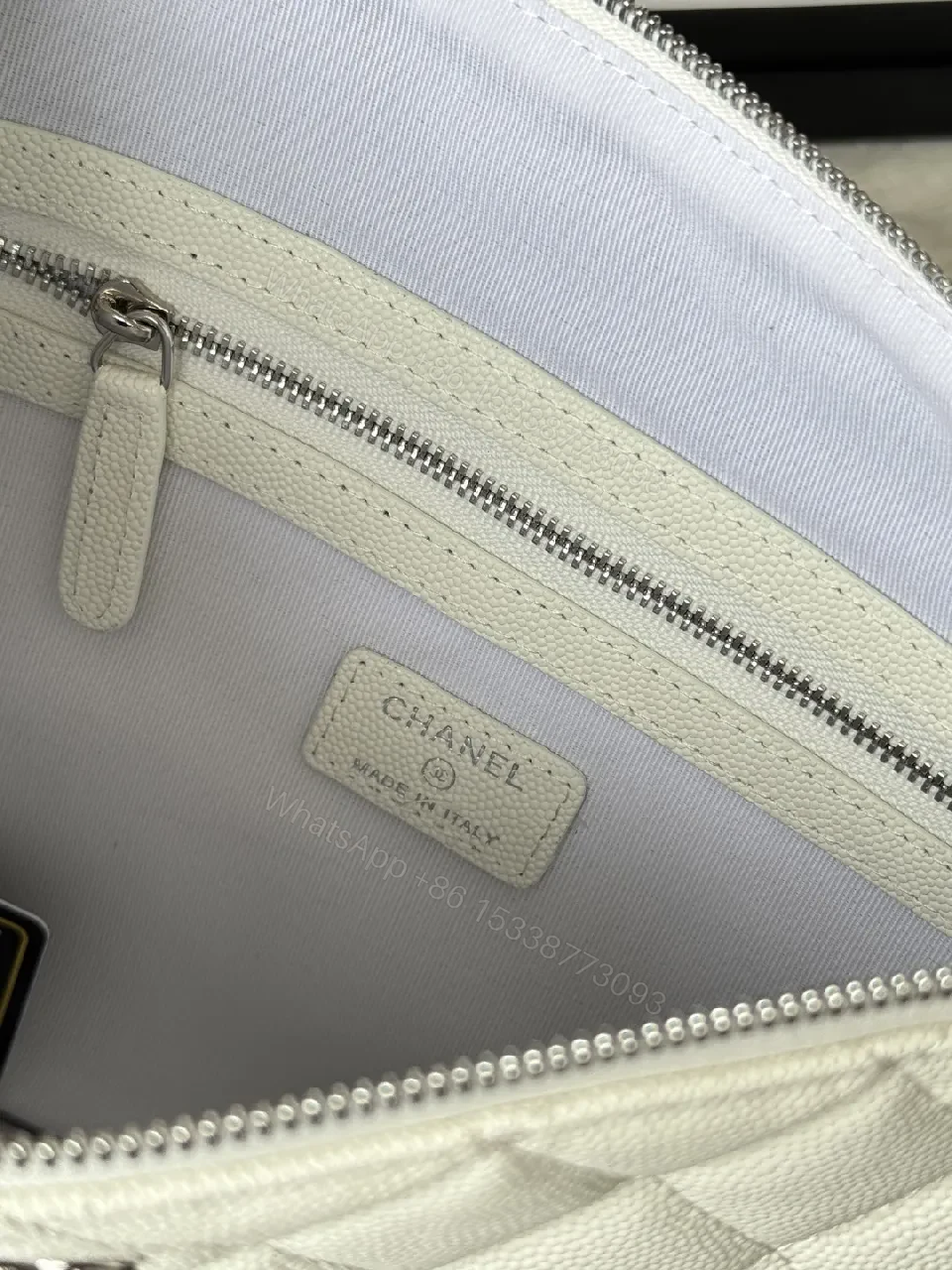 View 7 of Ivory Quilted Leather Pouch - Everyday Luxury Organizer
