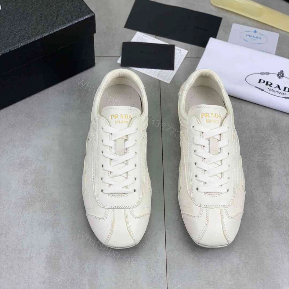 View 2 of Prada Montecarlo Re Edition 2005 Antiqued Nappa Leather Sneakers Chalk White
