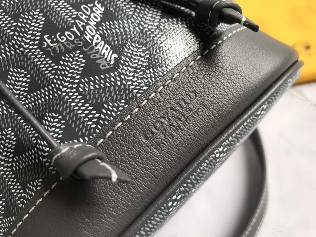 View 9 of Graphite Goyardine Bucket Bag â€” Lux Calfskin, Structured Everyday Bag