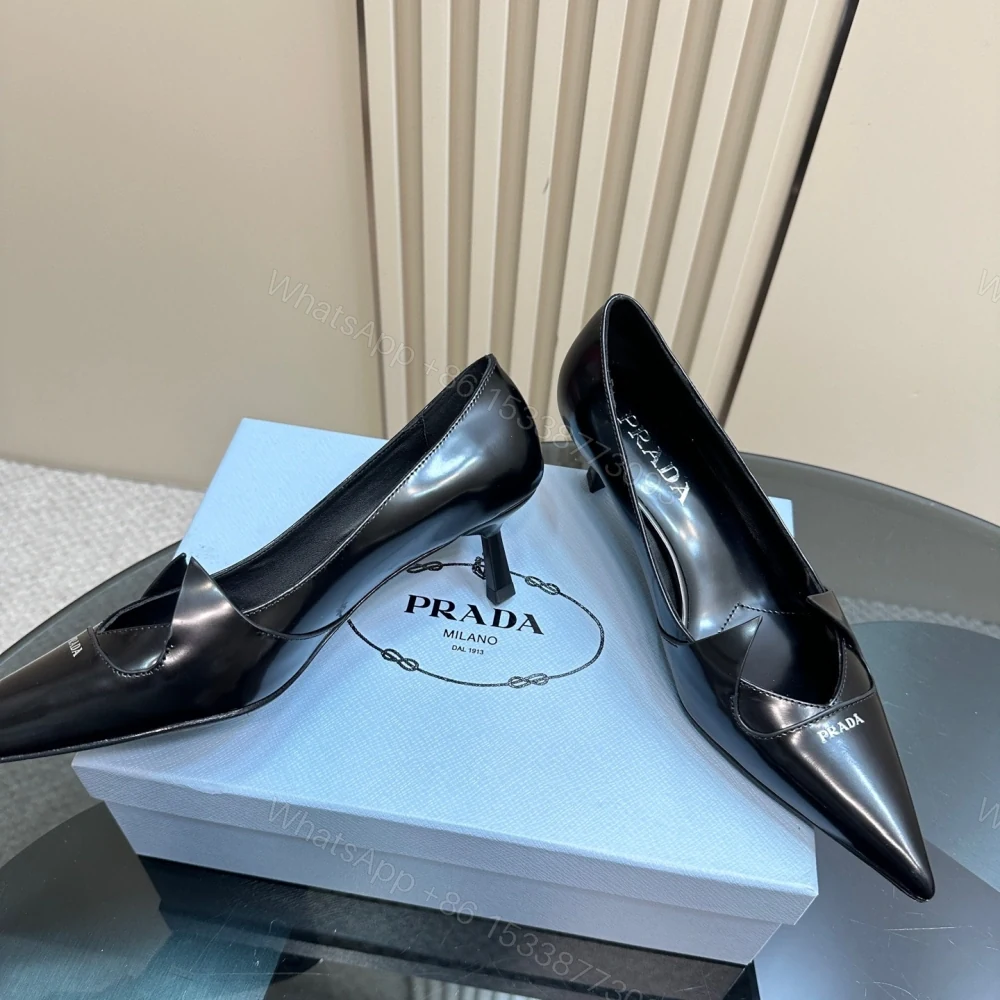 View 5 of 高仿Prada*1I976N尖頭走秀款高踭鞋5.5CM黑色免檢版