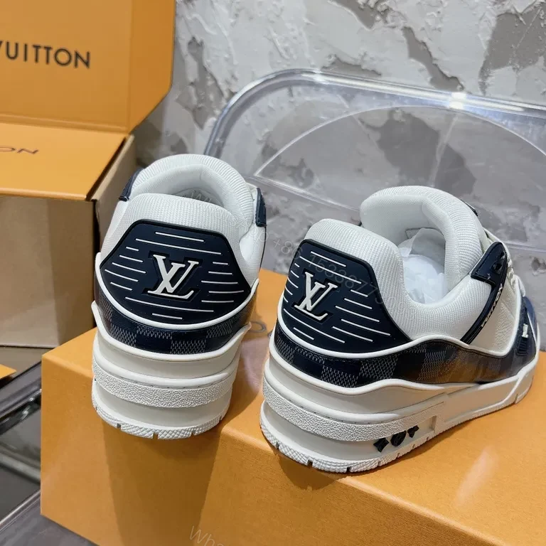 View 3 of Modern LV Monogram Luxe Sneakers - Contrast Panel High-Tops
