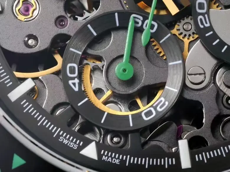 View 5 of Best Rolex Daytona Skeleton Green replica 40MM Mint Rubber Strap Carbon Edition ROLEX-DAYTONA-SKEL-GRN-RUB-40