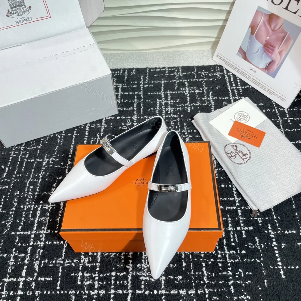View 4 of 高仿Hermes*Kelly系列H251002Z01小牛皮休閒單鞋白色免檢版